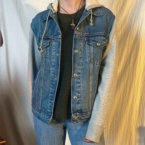 hybrid hoodie trucker denim jacket